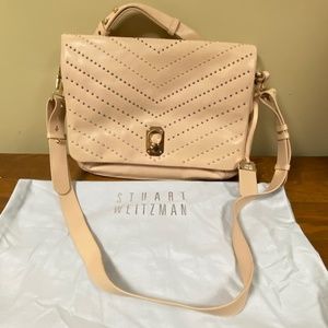 Stuart Weitzman Blush Pink Leather Studded Crossbody/Satchel Messenger Bag